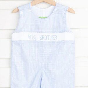 NWT Classic Whimsy 3T Big Brother Smocked Longall Blue Gingham Jon Jon checker